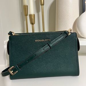 🔥RARE🔥Michael Kors Leslie Md Messenger Leather Crossbody- Racing Green (NWT)